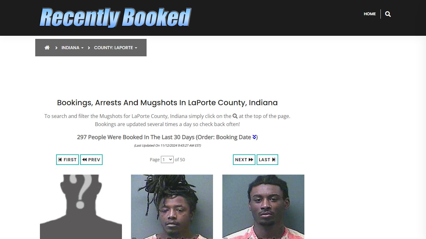 Bookings, Arrests and Mugshots in LaPorte County, Indiana - Recently Booked