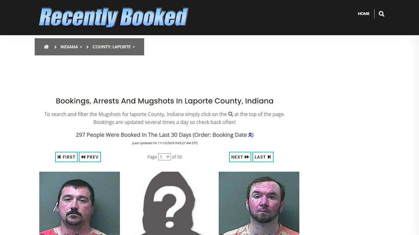 Bookings, Arrests and Mugshots in laporte County, Indiana - Recently Booked