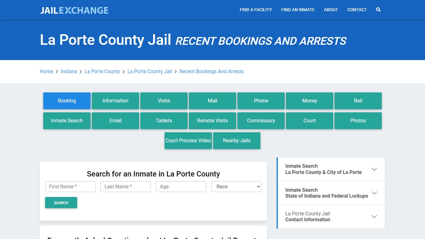 La Porte County Jail Recent Bookings And Arrests - Jail Exchange